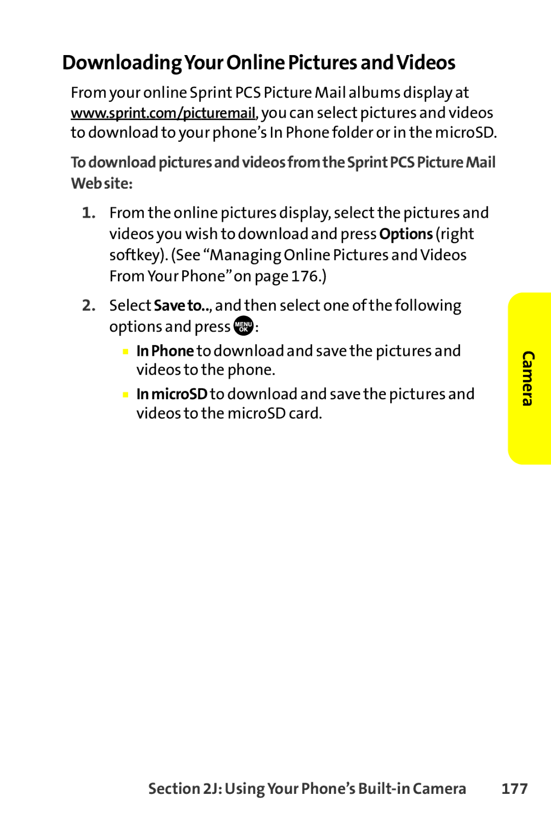 Sprint Nextel SCP-8400 manual DownloadingYour Online Pictures andVideos, 177 