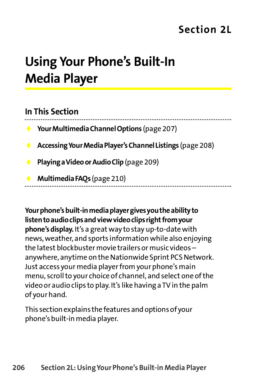 Sprint Nextel SCP-8400 manual Using Your Phone’s Built-In Media Player, Using Your Phone’s Built-in Media Player 