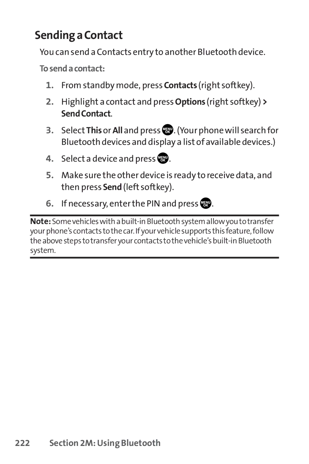 Sprint Nextel SCP-8400 manual Sending a Contact, Tosendacontact 