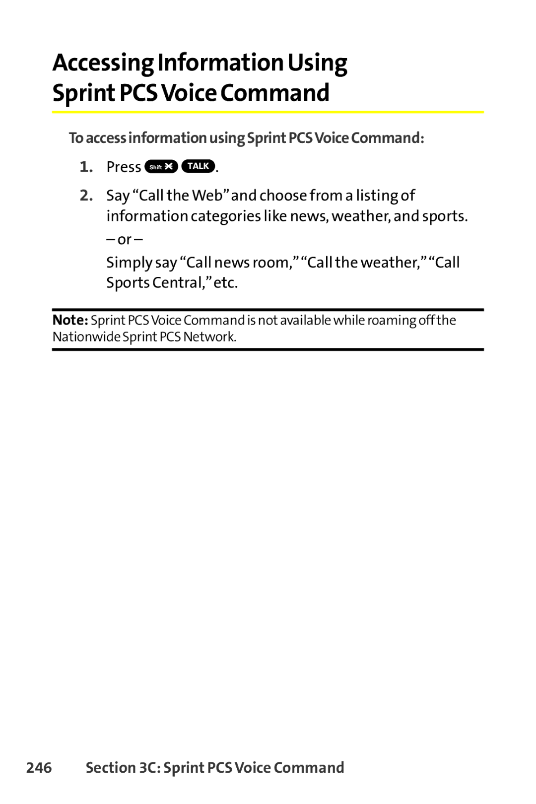 Sprint Nextel SCP-8400 Accessing Information Using SprintPCSVoice Command, ToaccessinformationusingSprintPCSVoiceCommand 