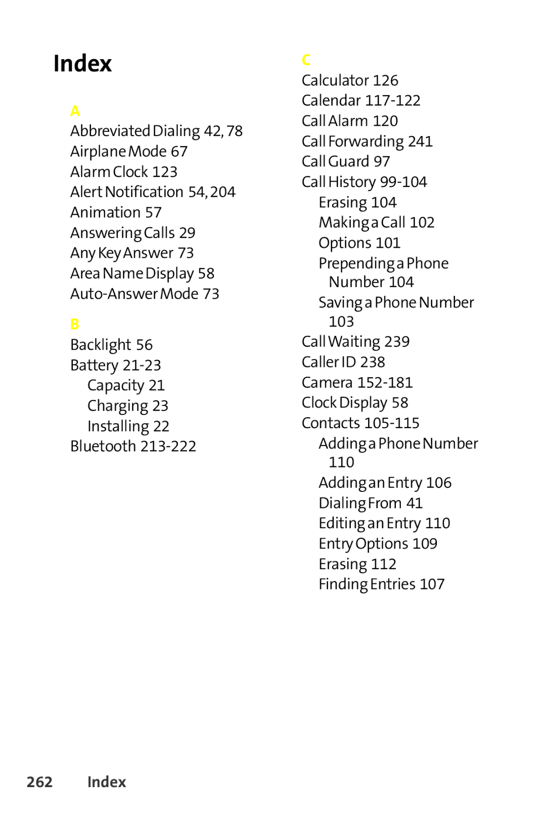 Sprint Nextel SCP-8400 manual Index 