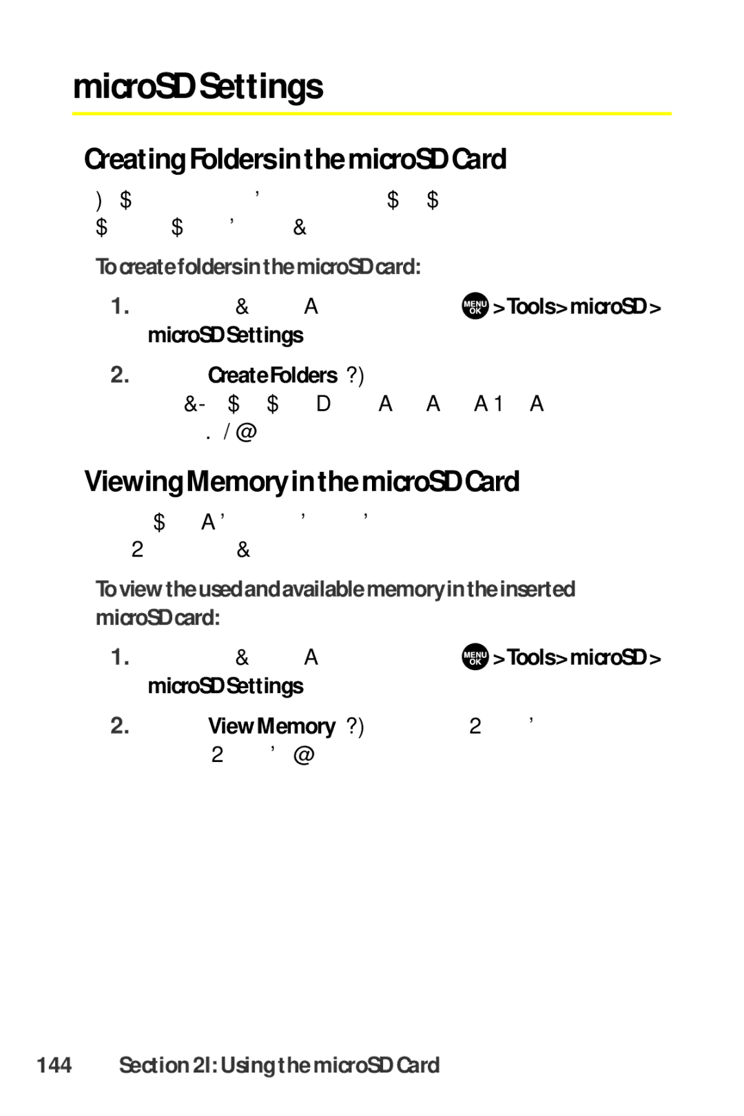 Sprint Nextel SCP-8400 manual MicroSD Settings, Creating Folders in the microSD Card, Viewing Memory in the microSD Card 