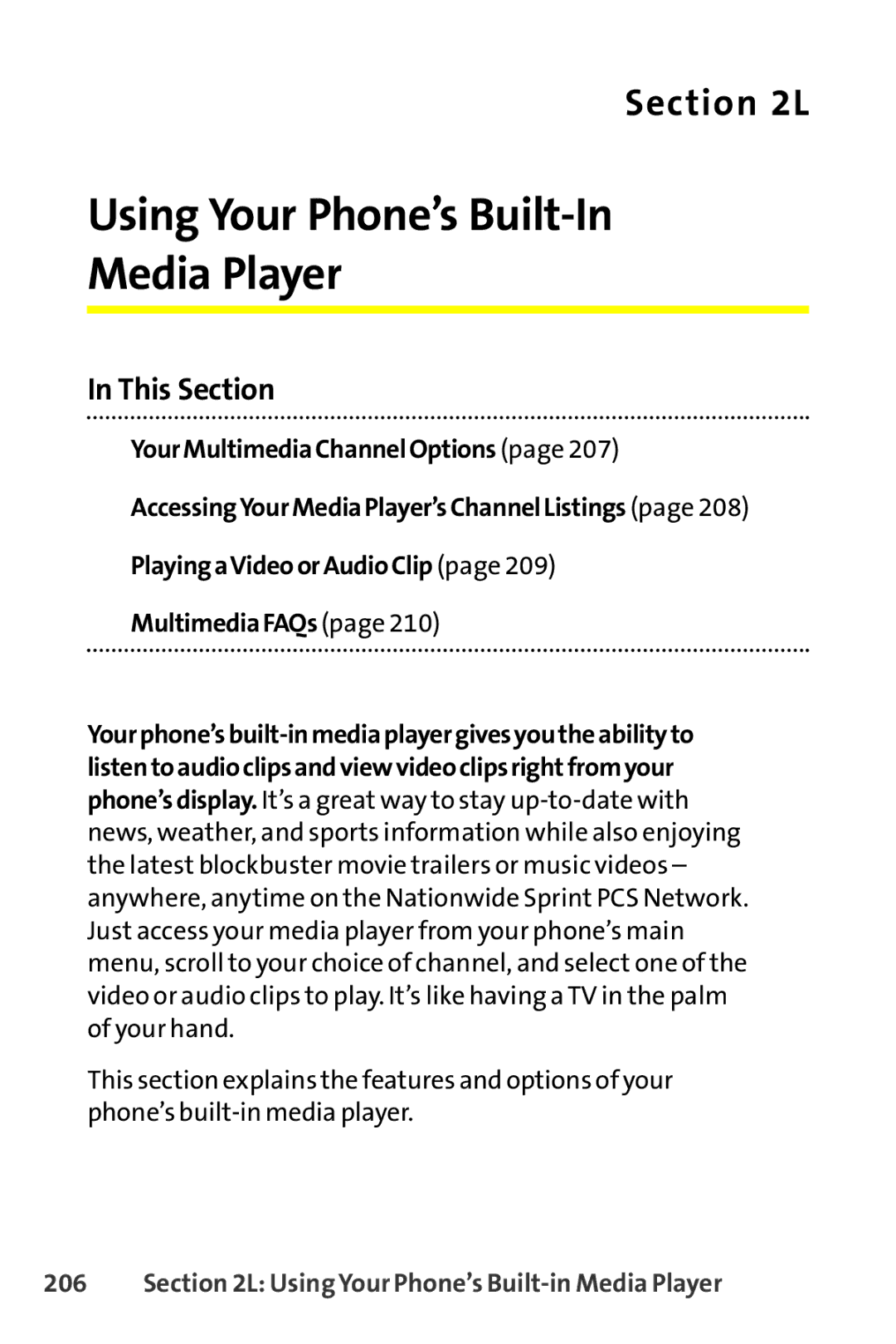 Sprint Nextel SCP-8400 manual Using Your Phone’s Built-In Media Player, Using Your Phone’s Built-in Media Player 