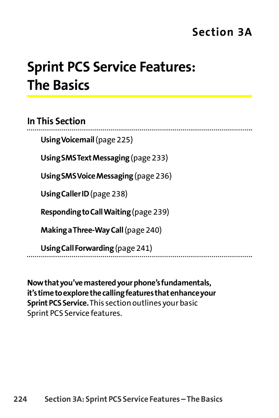 Sprint Nextel SCP-8400 manual Sprint PCS Service Features Basics, Sprint PCS Service Features The Basics 