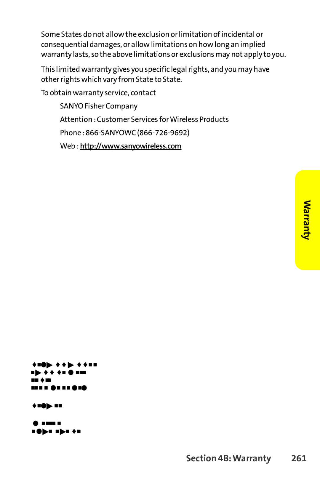 Sprint Nextel SCP-8400 manual Warranty 261 