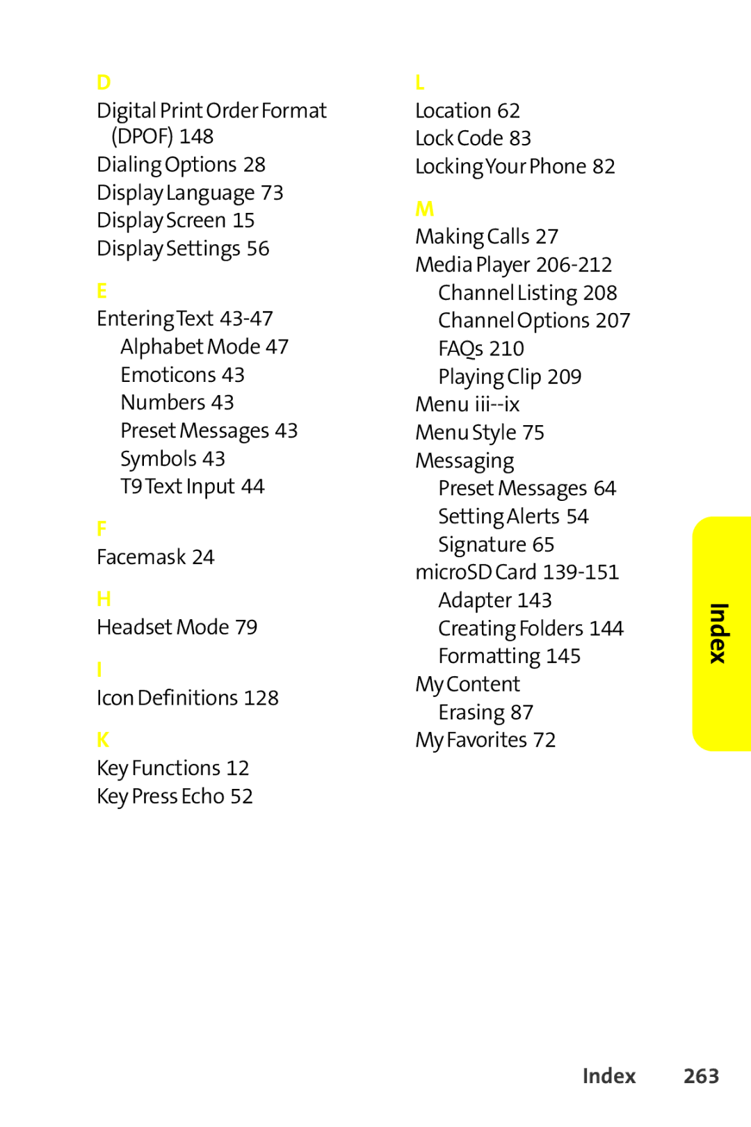 Sprint Nextel SCP-8400 manual Index 