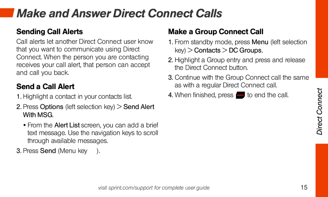 Sprint Nextel Sonim XP STRIKE manual Sending Call Alerts, Send a Call Alert, Make a Group Connect Call 