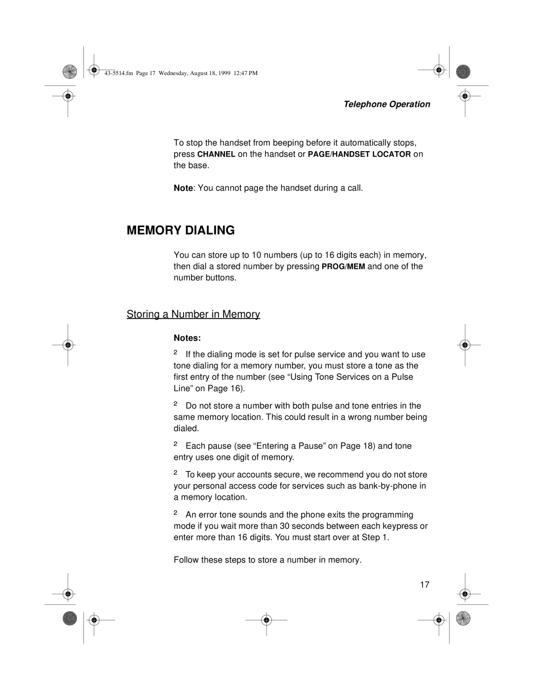 Sprint Nextel SP-514 owner manual Memory Dialing, Storing a Number in Memory 