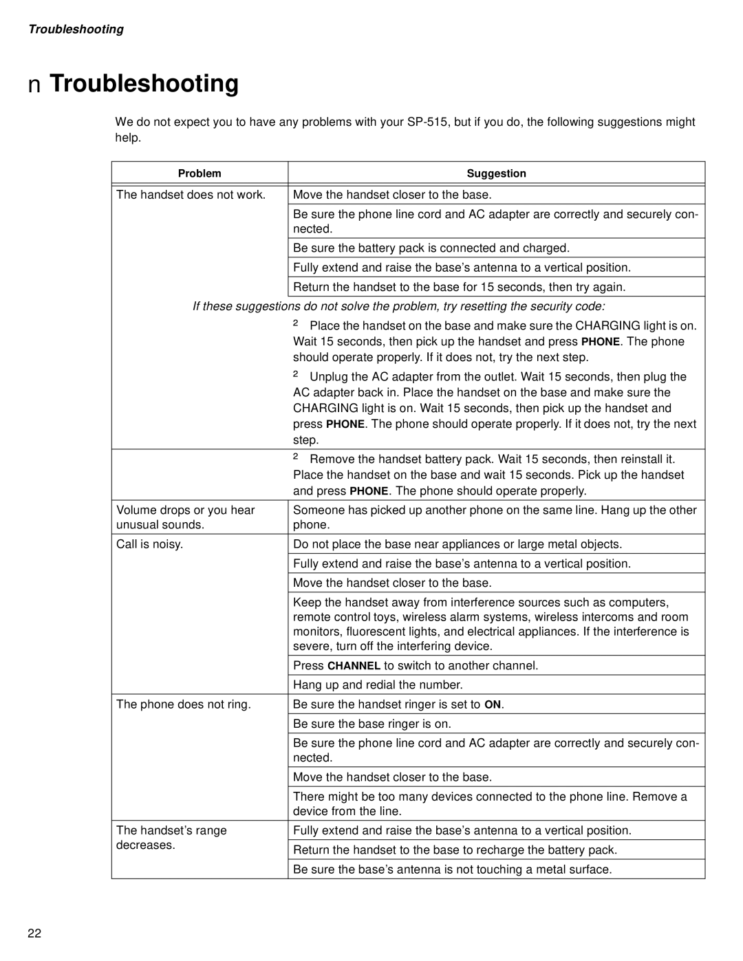 Sprint Nextel SP-515 owner manual Troubleshooting 