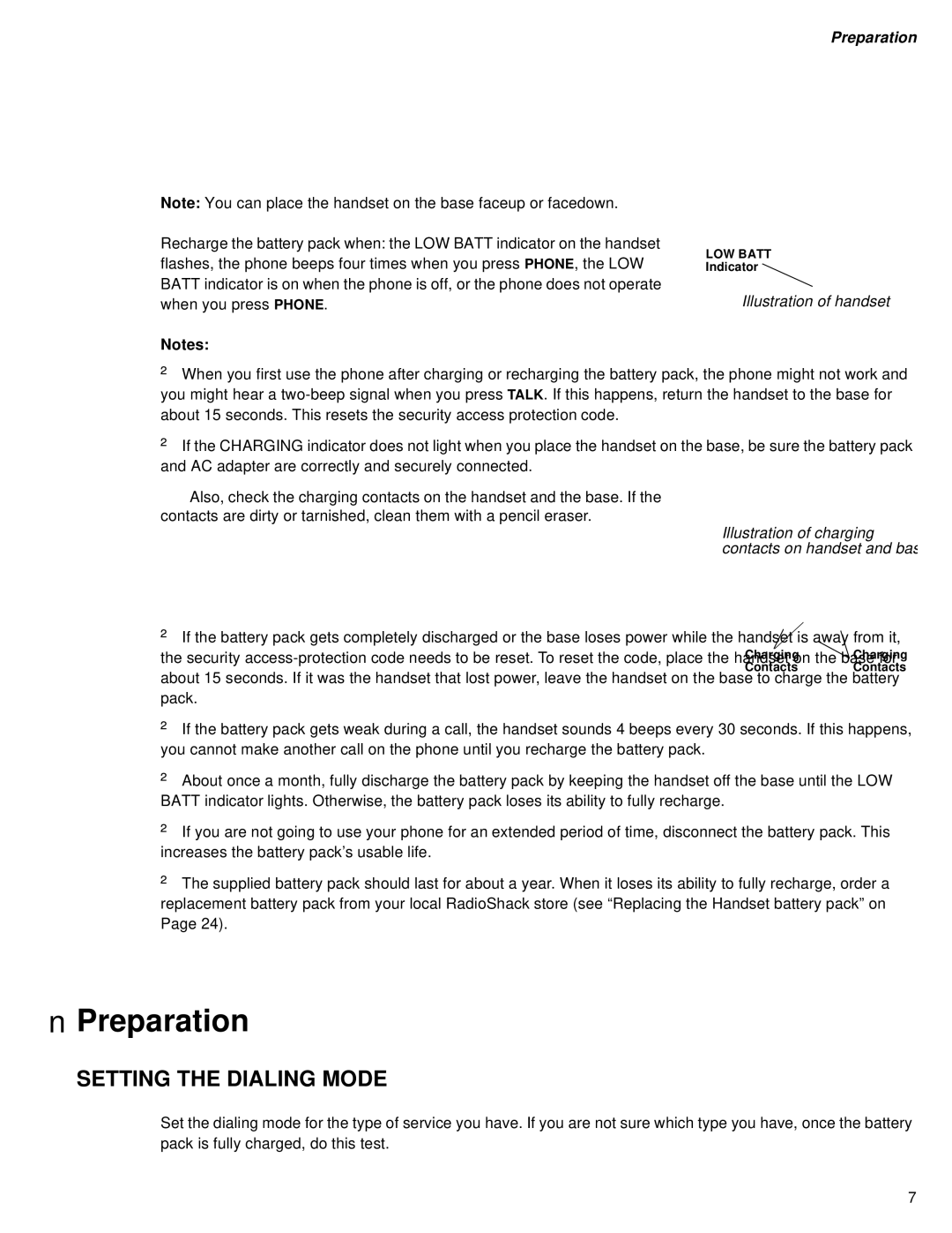 Sprint Nextel SP-515 owner manual Preparation, Setting the Dialing Mode, Illustration of handset 