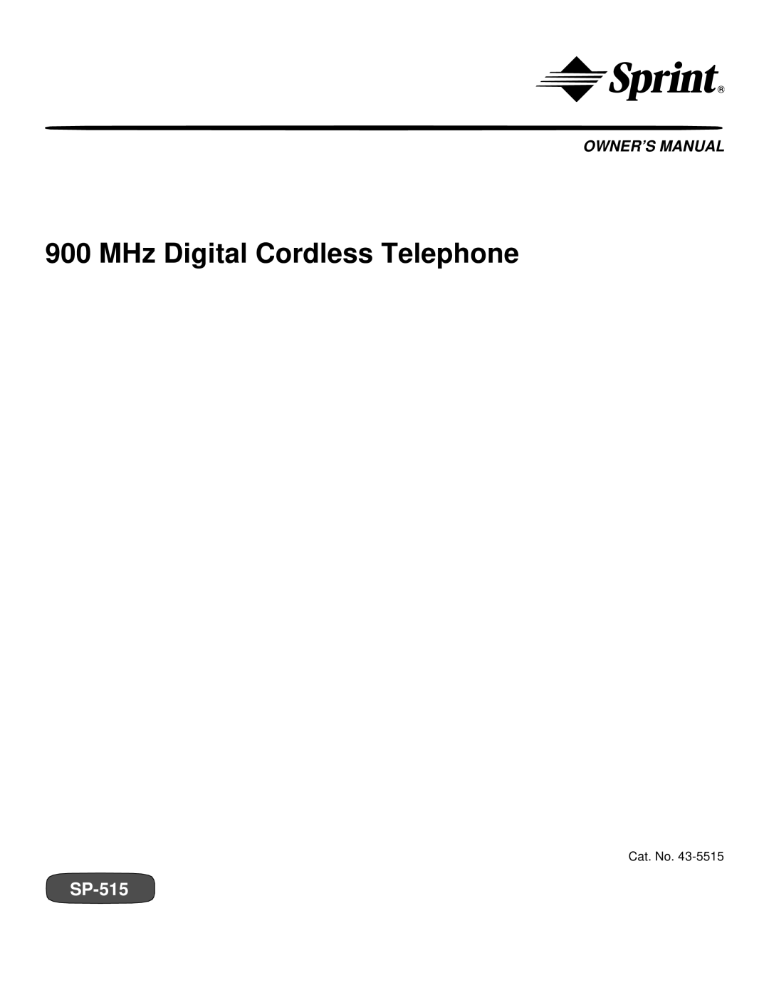Sprint Nextel SP-515 owner manual MHz Digital Cordless Telephone, Owner’S Manual 
