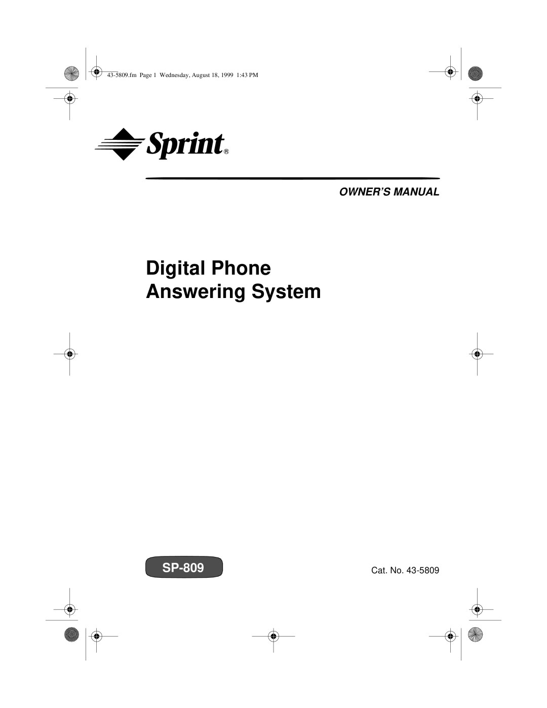 Sprint Nextel SP-809 owner manual Digital Phone Answering System 