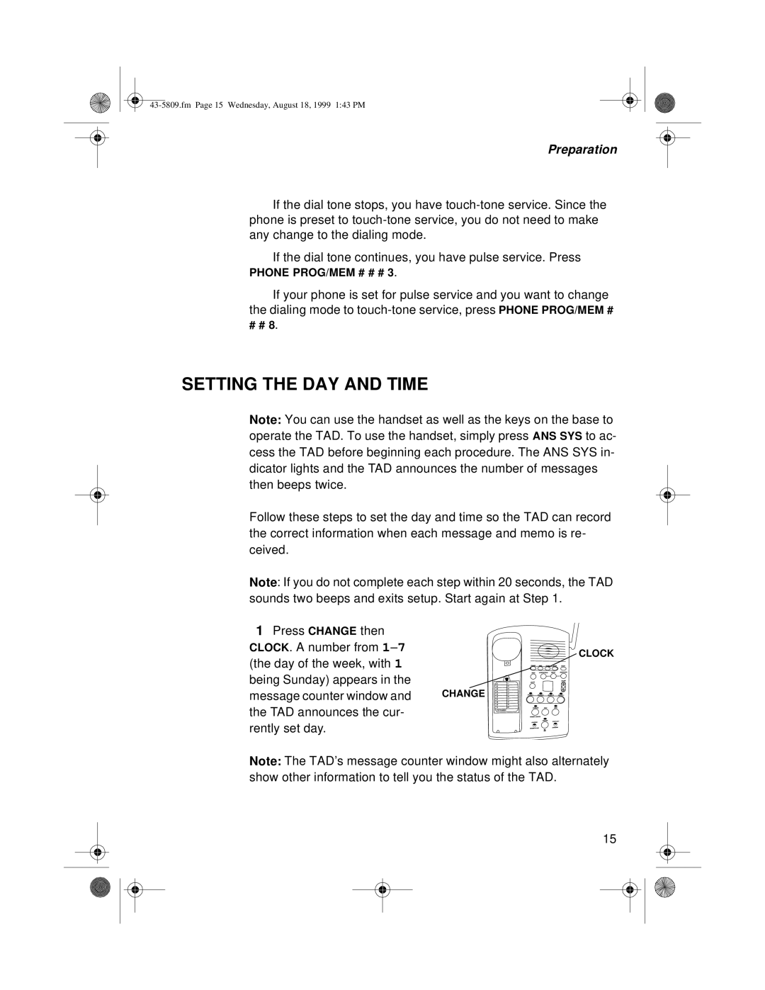 Sprint Nextel SP-809 owner manual Setting the DAY and Time 