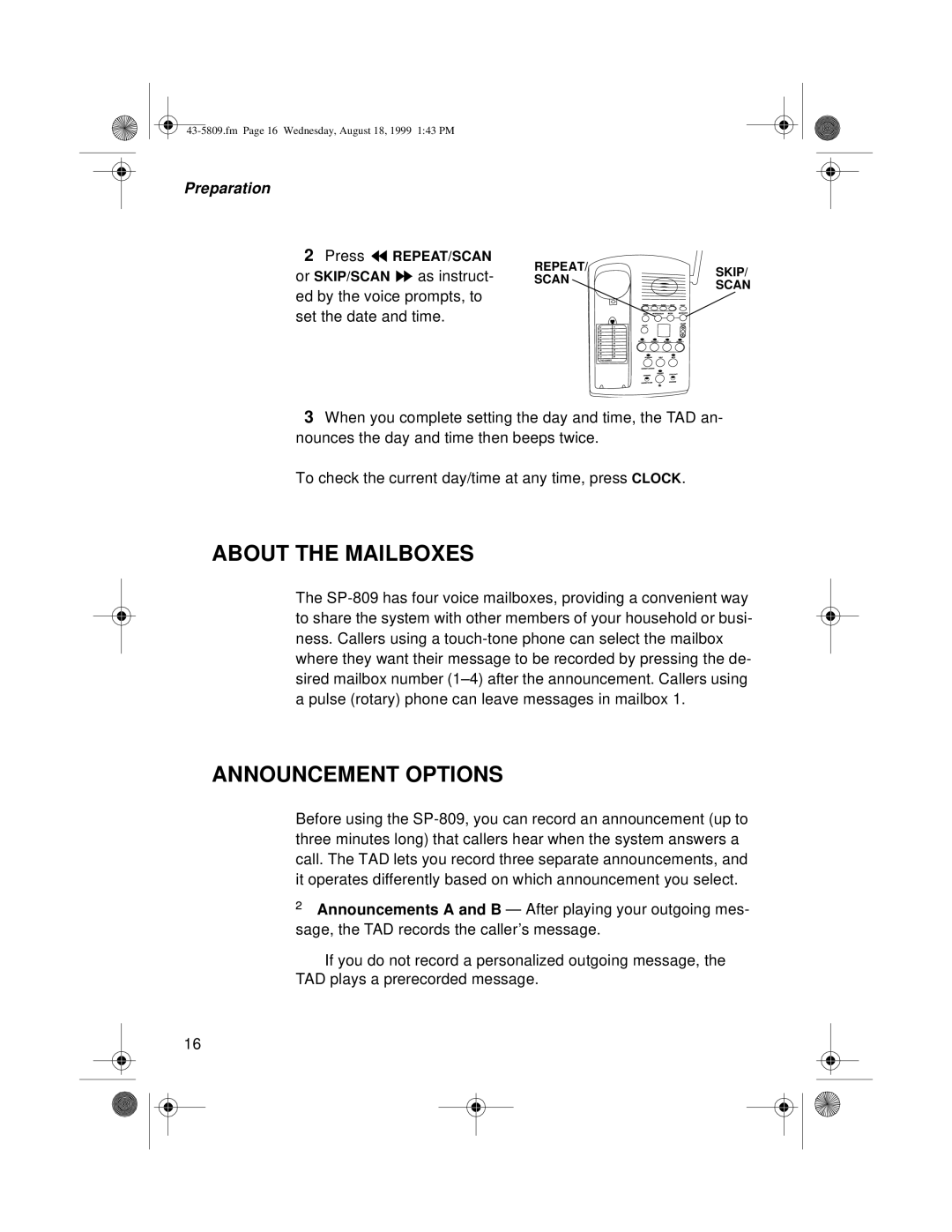 Sprint Nextel SP-809 owner manual About the Mailboxes, Announcement Options 