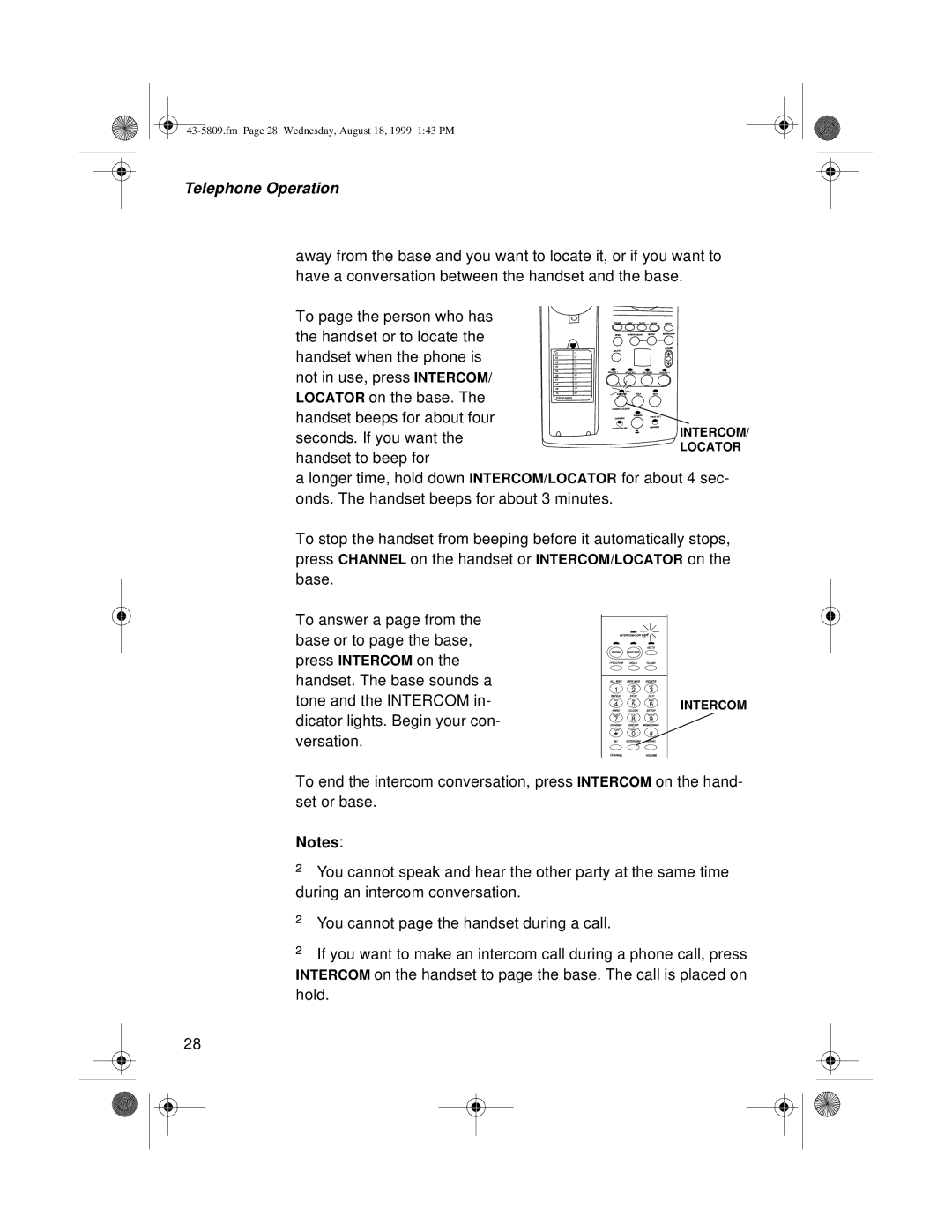 Sprint Nextel SP-809 owner manual Intercom Locator 