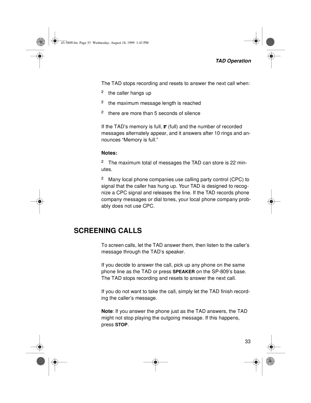 Sprint Nextel SP-809 owner manual Screening Calls 