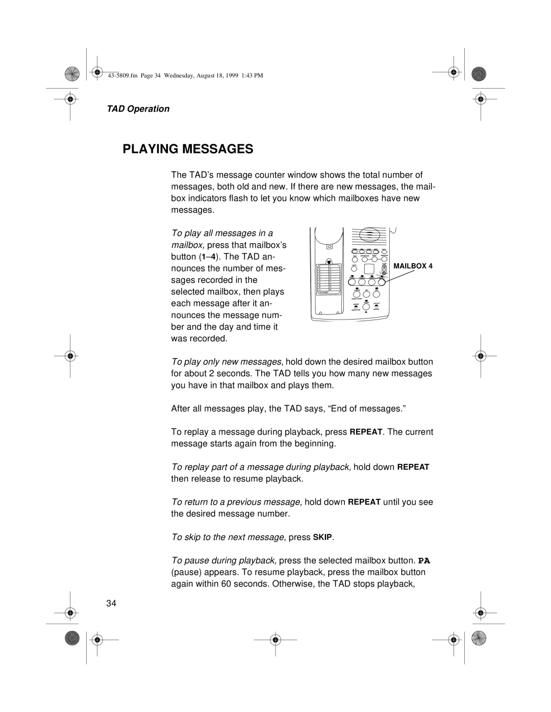 Sprint Nextel SP-809 owner manual Playing Messages 