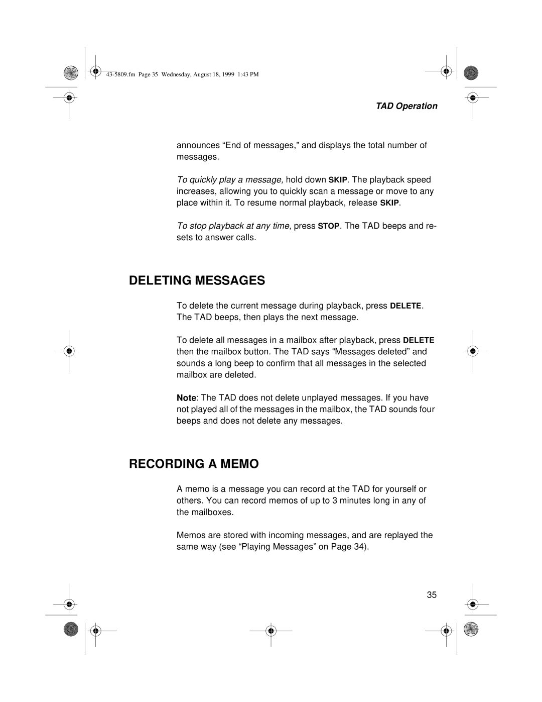 Sprint Nextel SP-809 owner manual Deleting Messages, Recording a Memo 