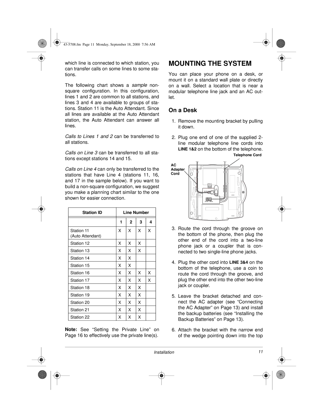 Sprint Nextel SP7084 owner manual Mounting the System, On a Desk 