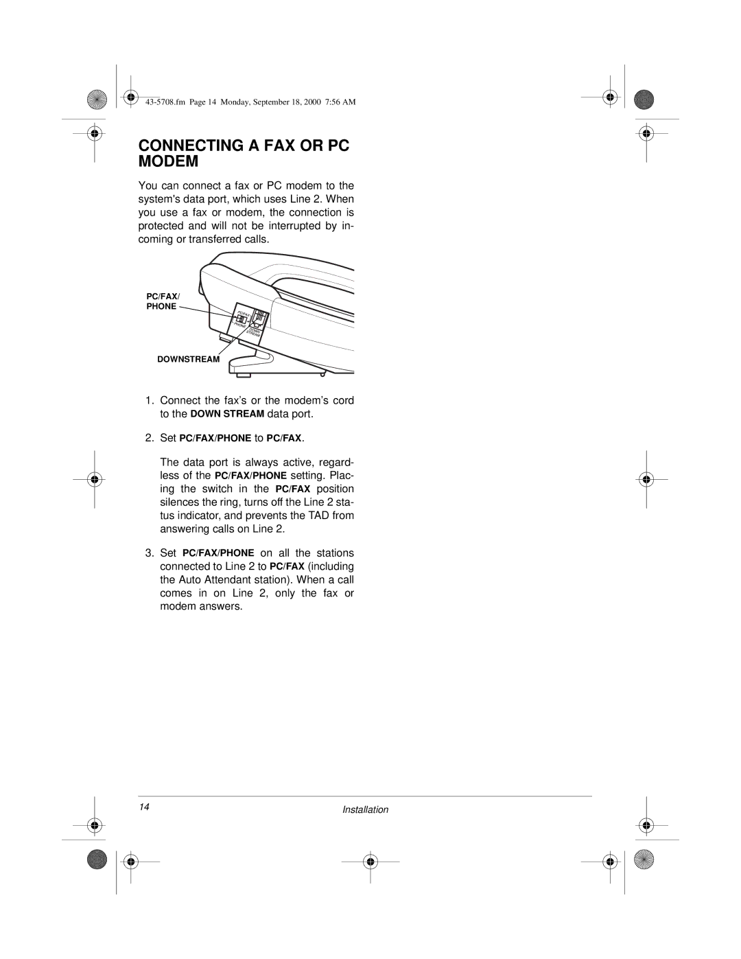 Sprint Nextel SP7084 owner manual Connecting a FAX or PC Modem 