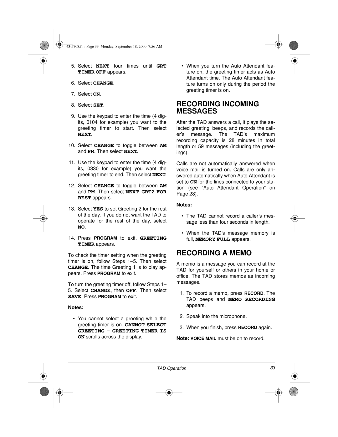 Sprint Nextel SP7084 owner manual Recording Incoming Messages, Recording a Memo 