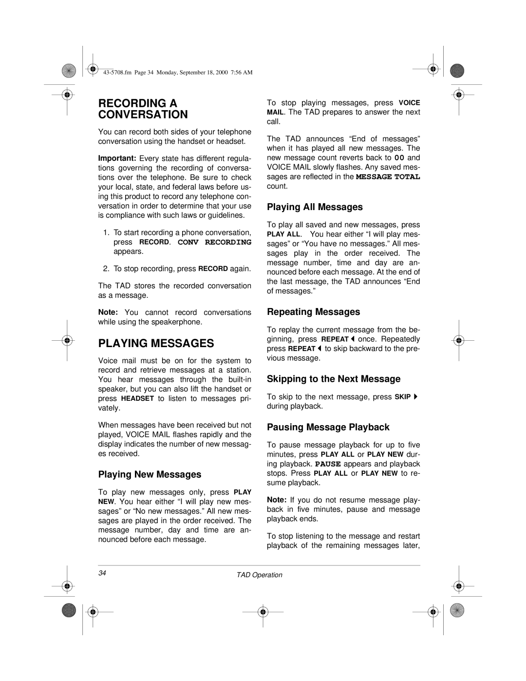 Sprint Nextel SP7084 owner manual Recording a Conversation, Playing Messages 