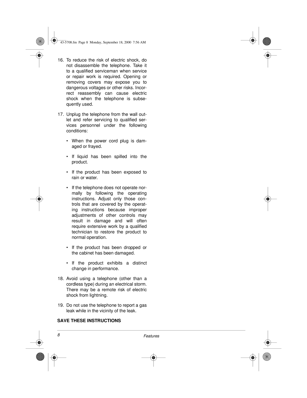 Sprint Nextel SP7084 owner manual Fm Page 8 Monday, September 18, 2000 756 AM 