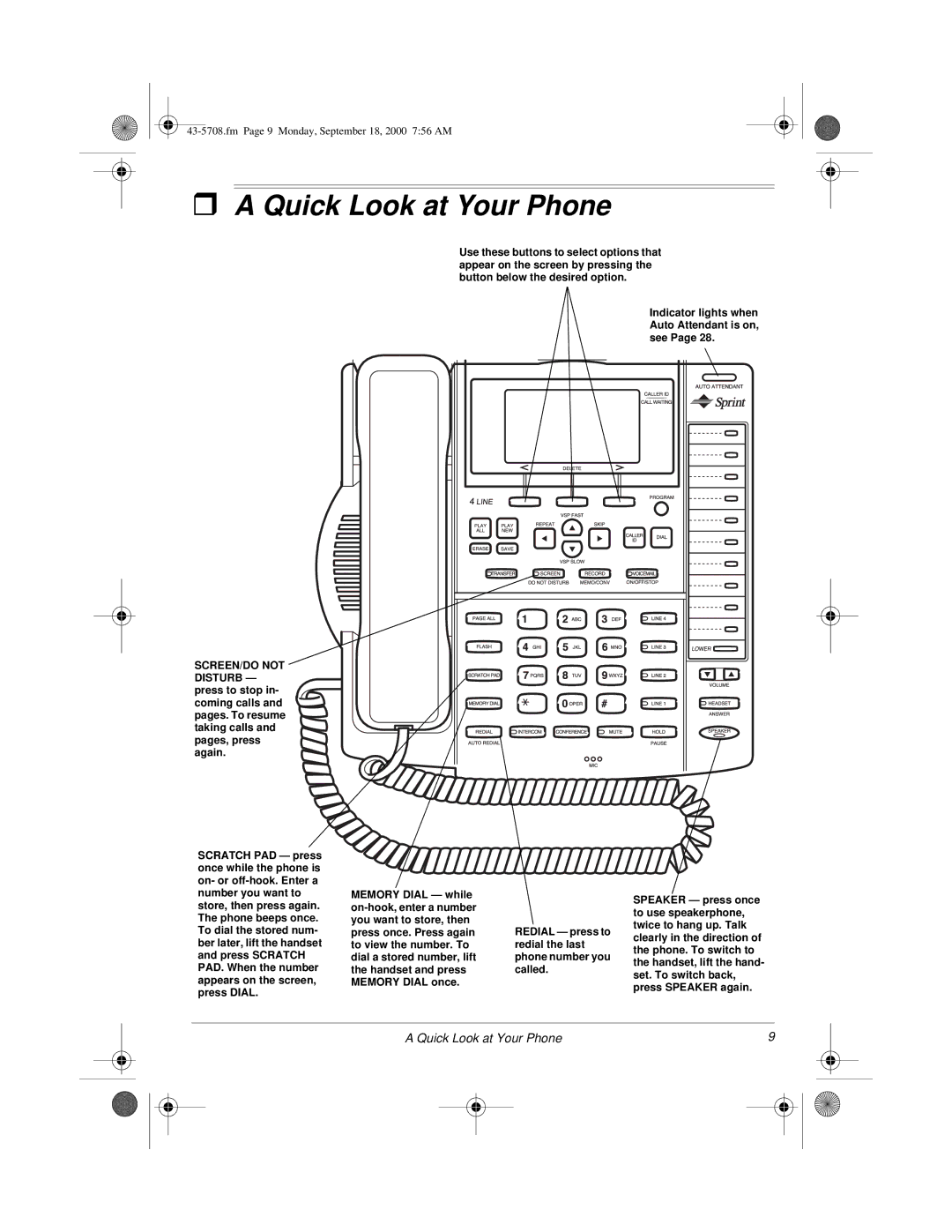 Sprint Nextel SP7084 owner manual Quick Look at Your Phone 