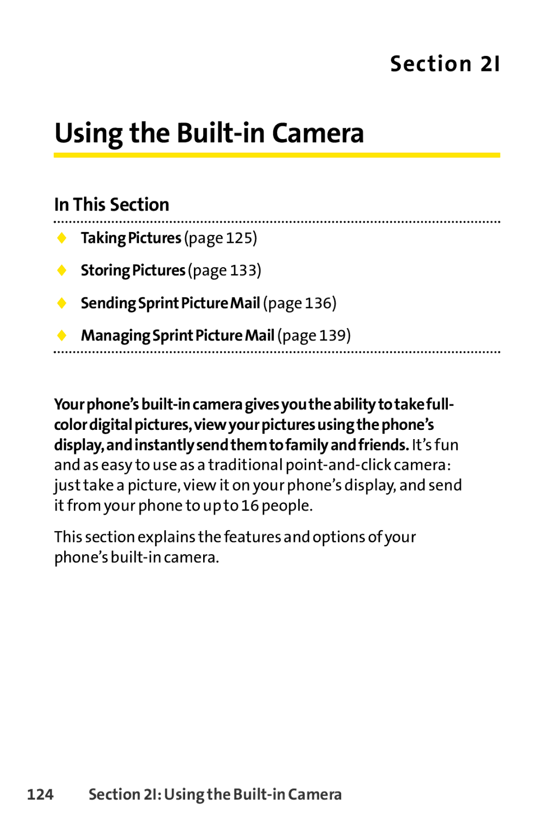 Sprint Nextel Telephone manual Using the Built-in Camera 