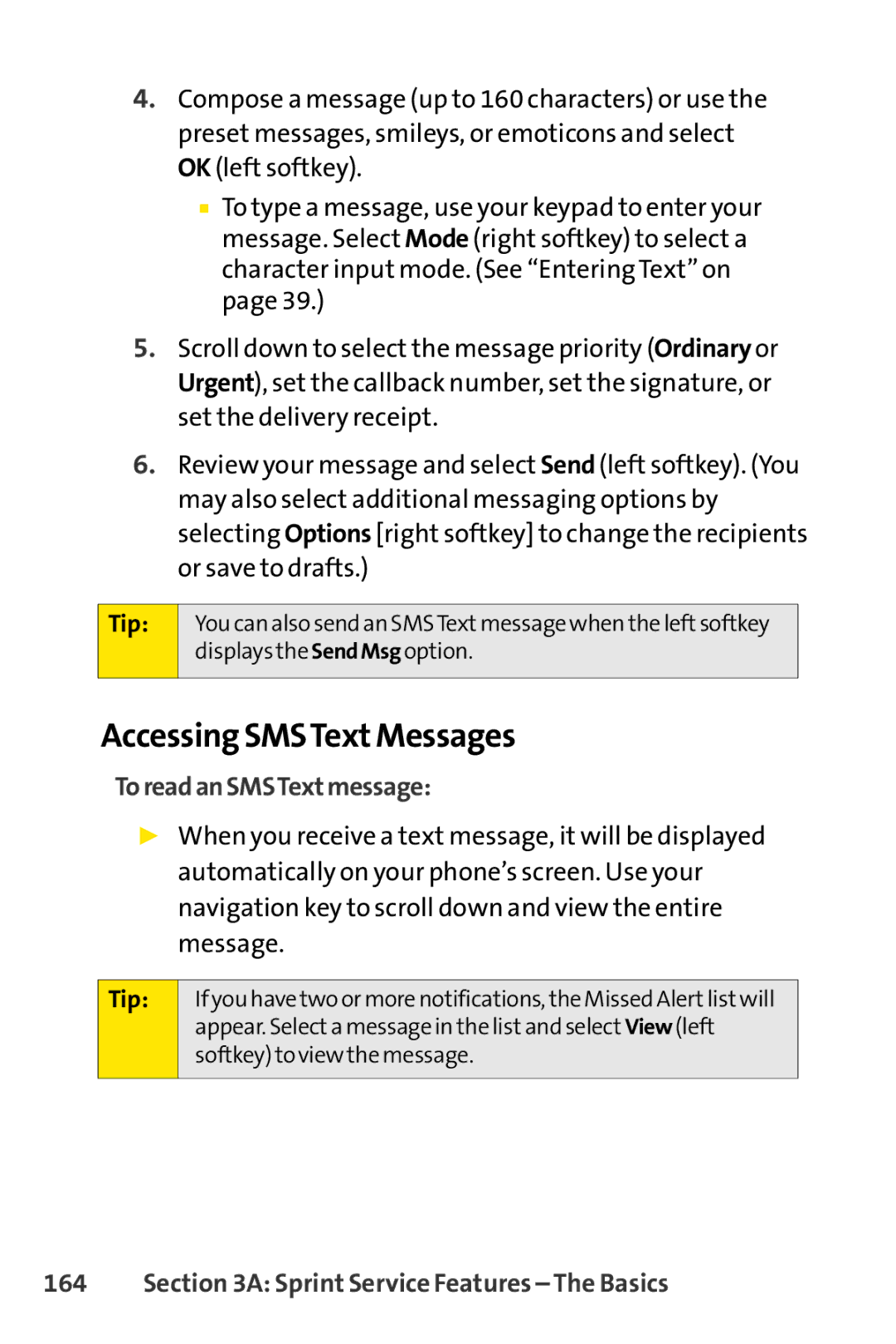 Sprint Nextel Telephone manual Accessing SMSTextMessages, ToreadanSMSTextmessage 