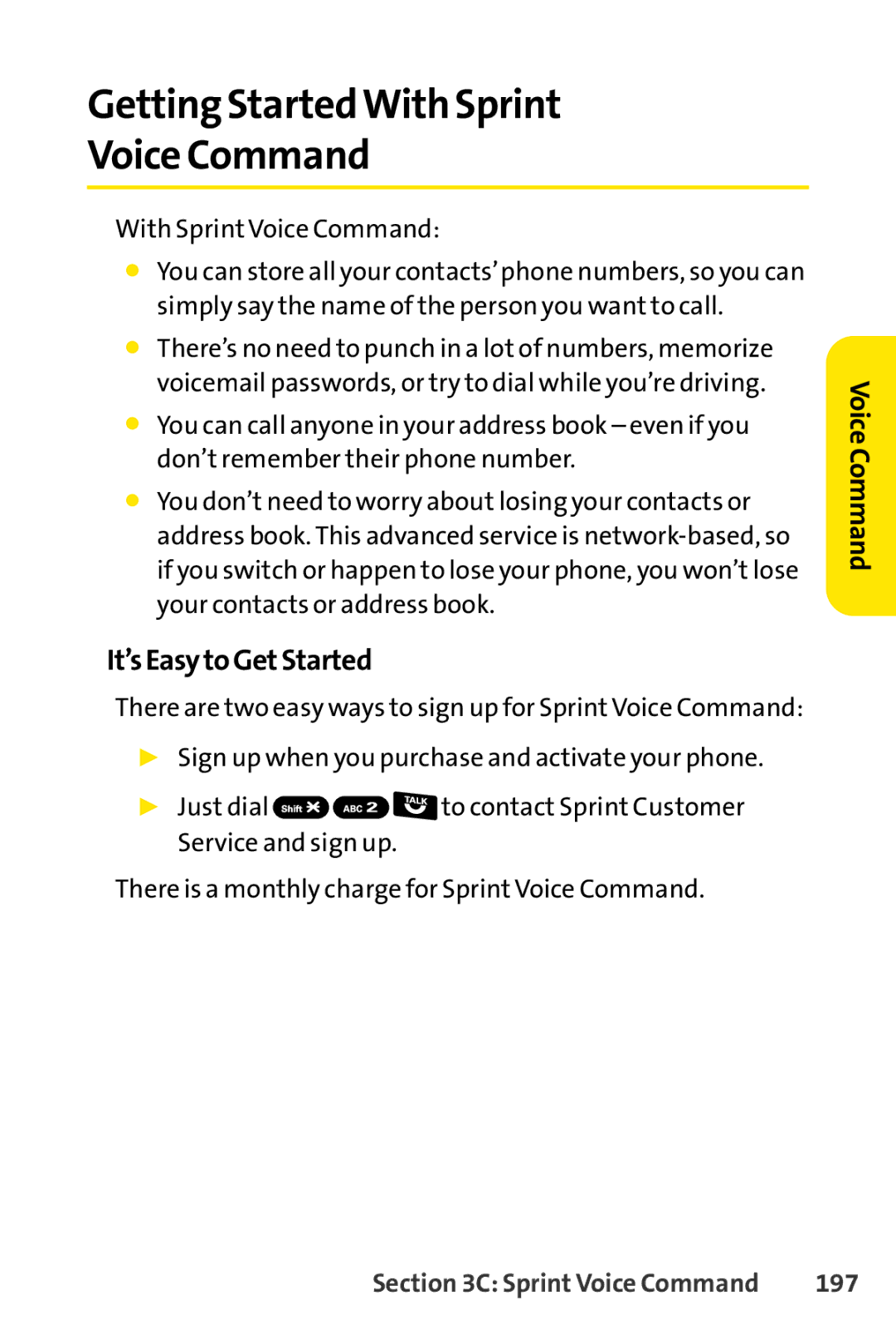 Sprint Nextel Telephone manual Getting StartedWith Sprint Voice Command, It’sEasytoGetStarted, 197 