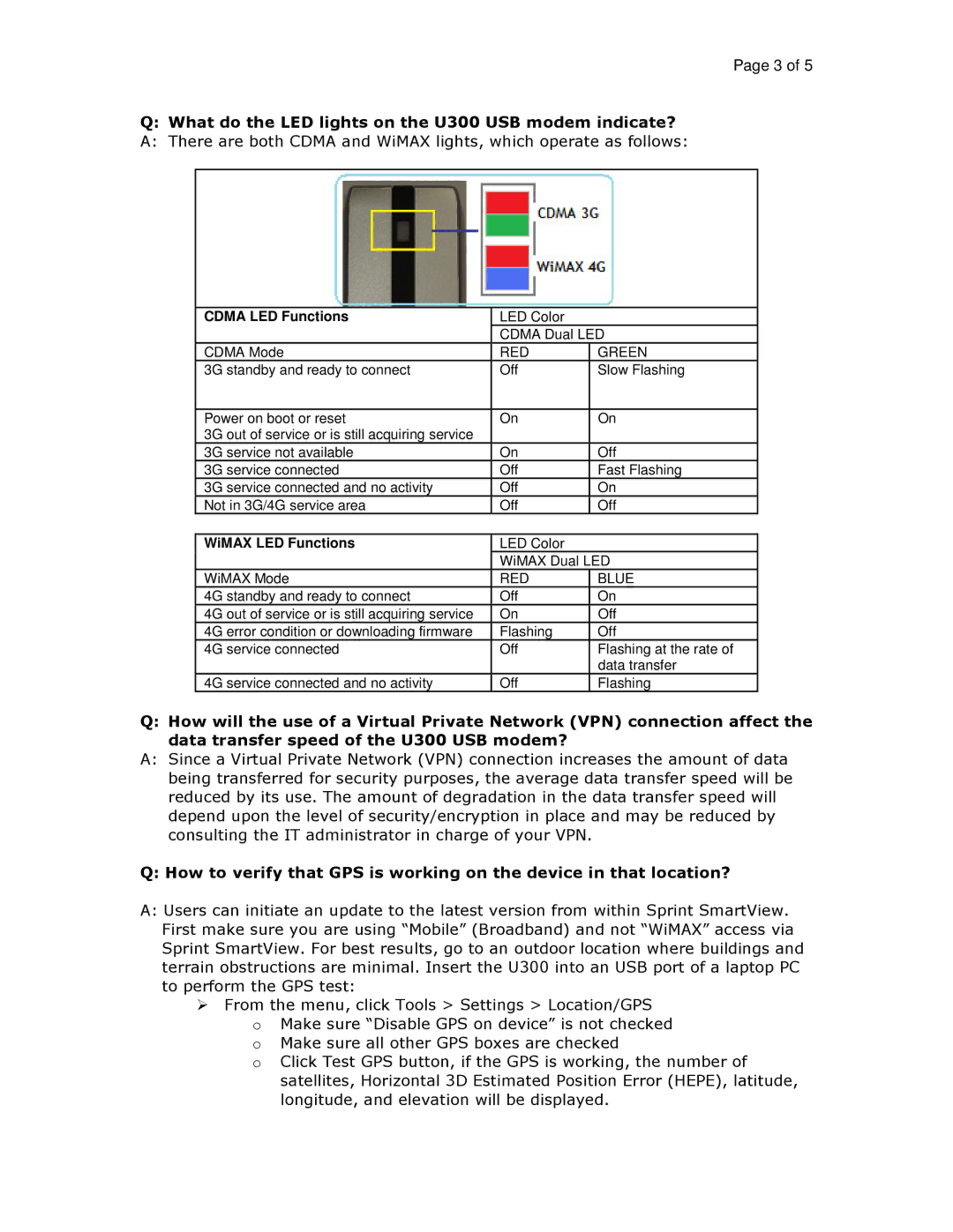 Sprint Nextel U300 manual Cdma LED Functions 