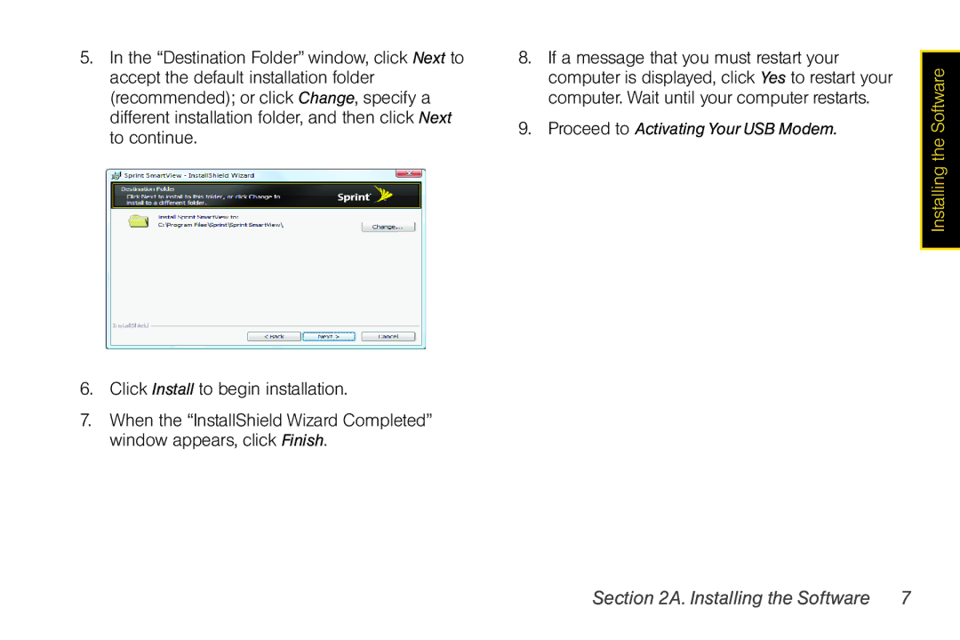 Sprint Nextel U300 manual Installing the Software 