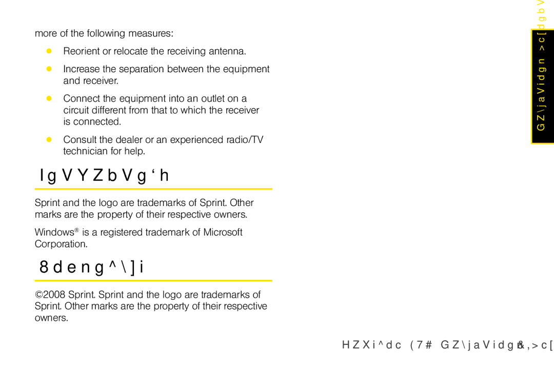 Sprint Nextel U300 manual Trademarks, Copyright 