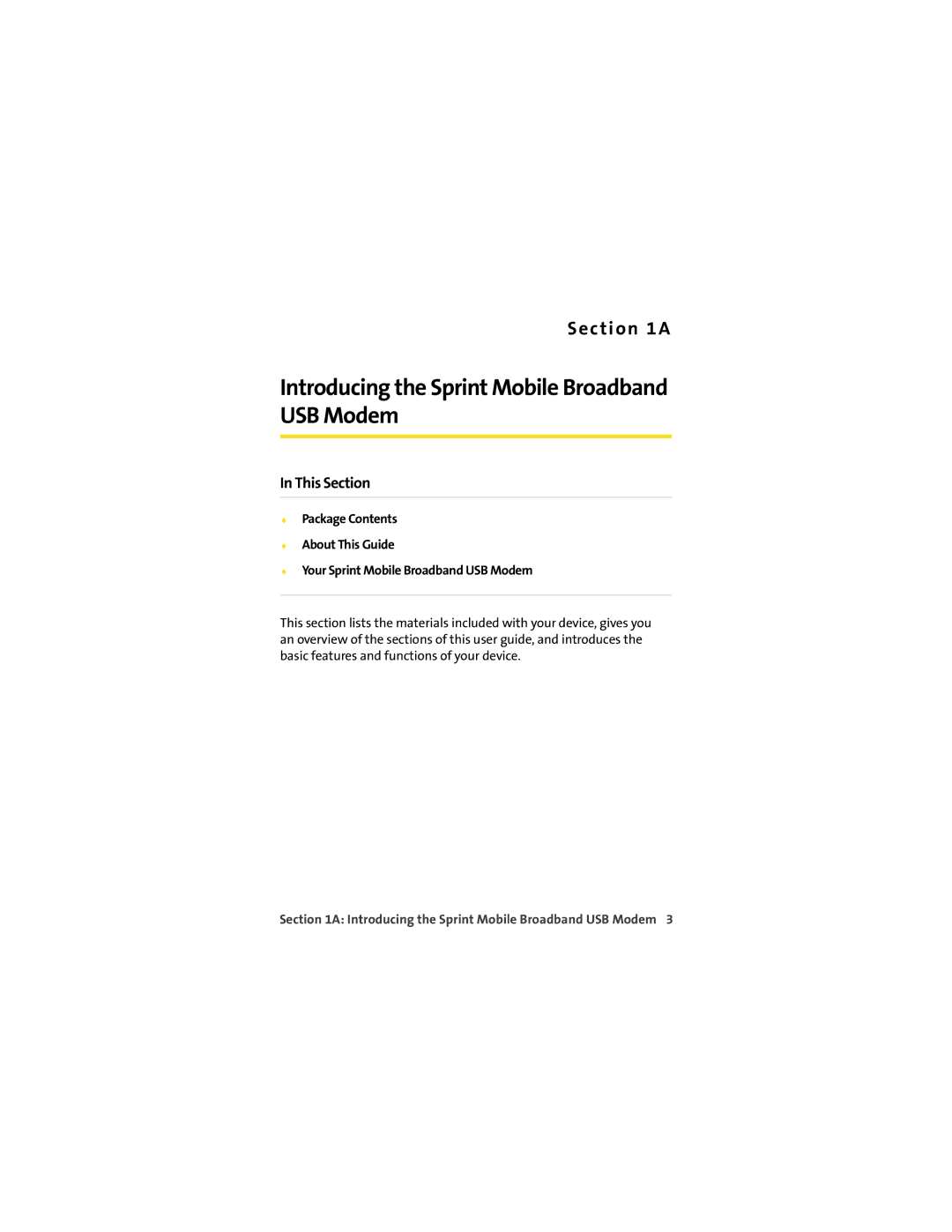 Sprint Nextel U727 manual Introducing the Sprint Mobile Broadband USB Modem, This Section 