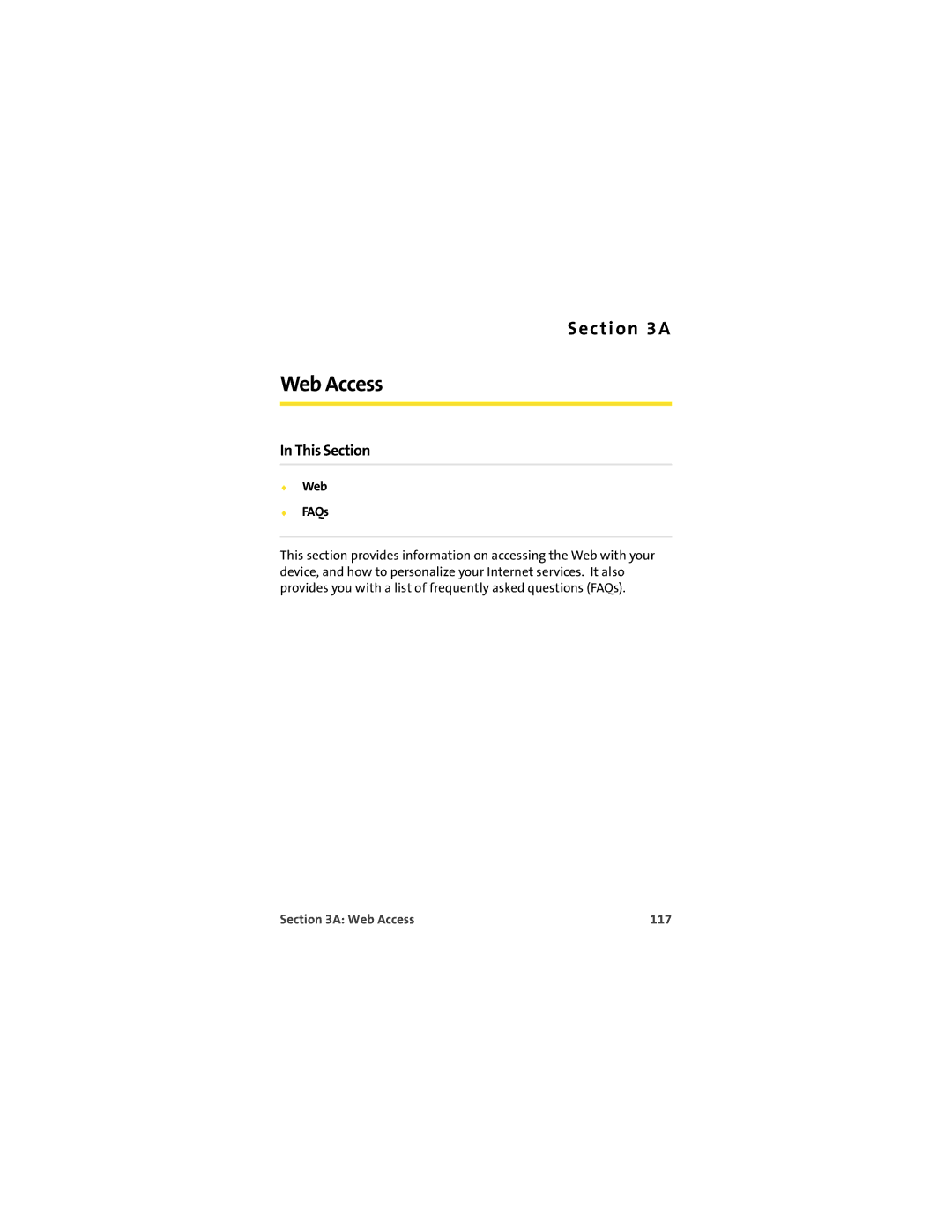 Sprint Nextel U727 manual Web FAQs, Web Access 117 