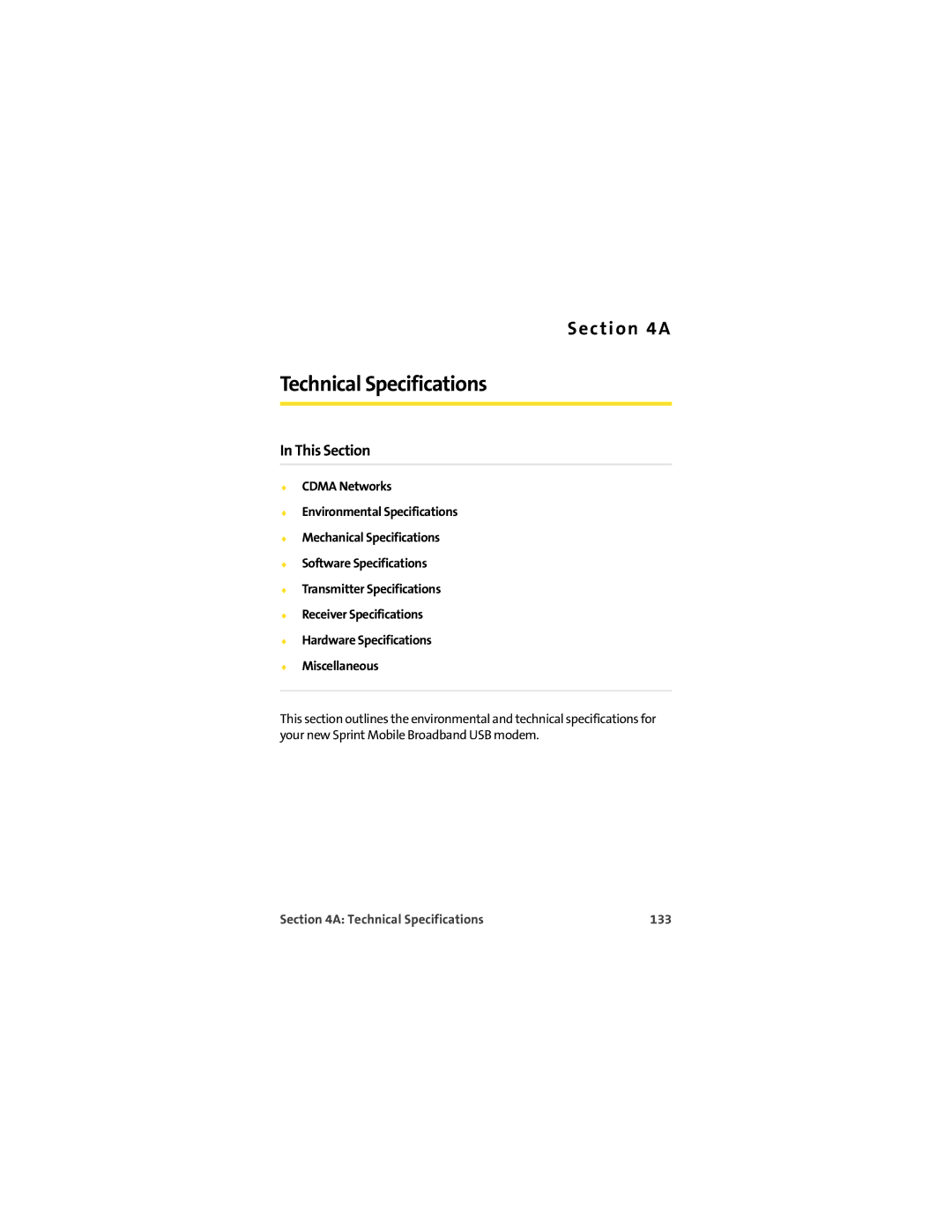 Sprint Nextel U727 manual Technical Specifications 133 