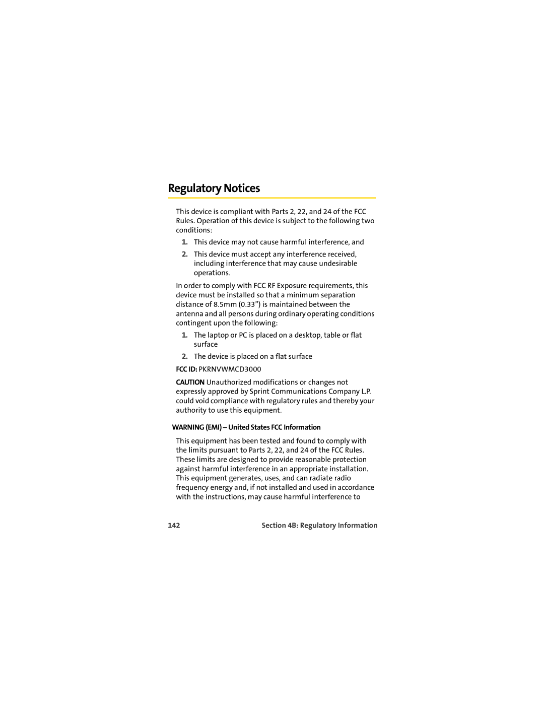 Sprint Nextel U727 manual Regulatory Notices, 142 