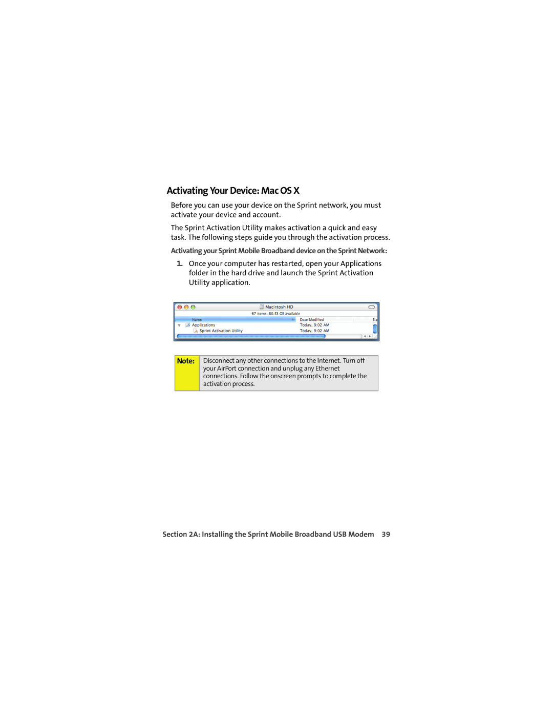Sprint Nextel U727 manual Activating Your Device Mac OS 