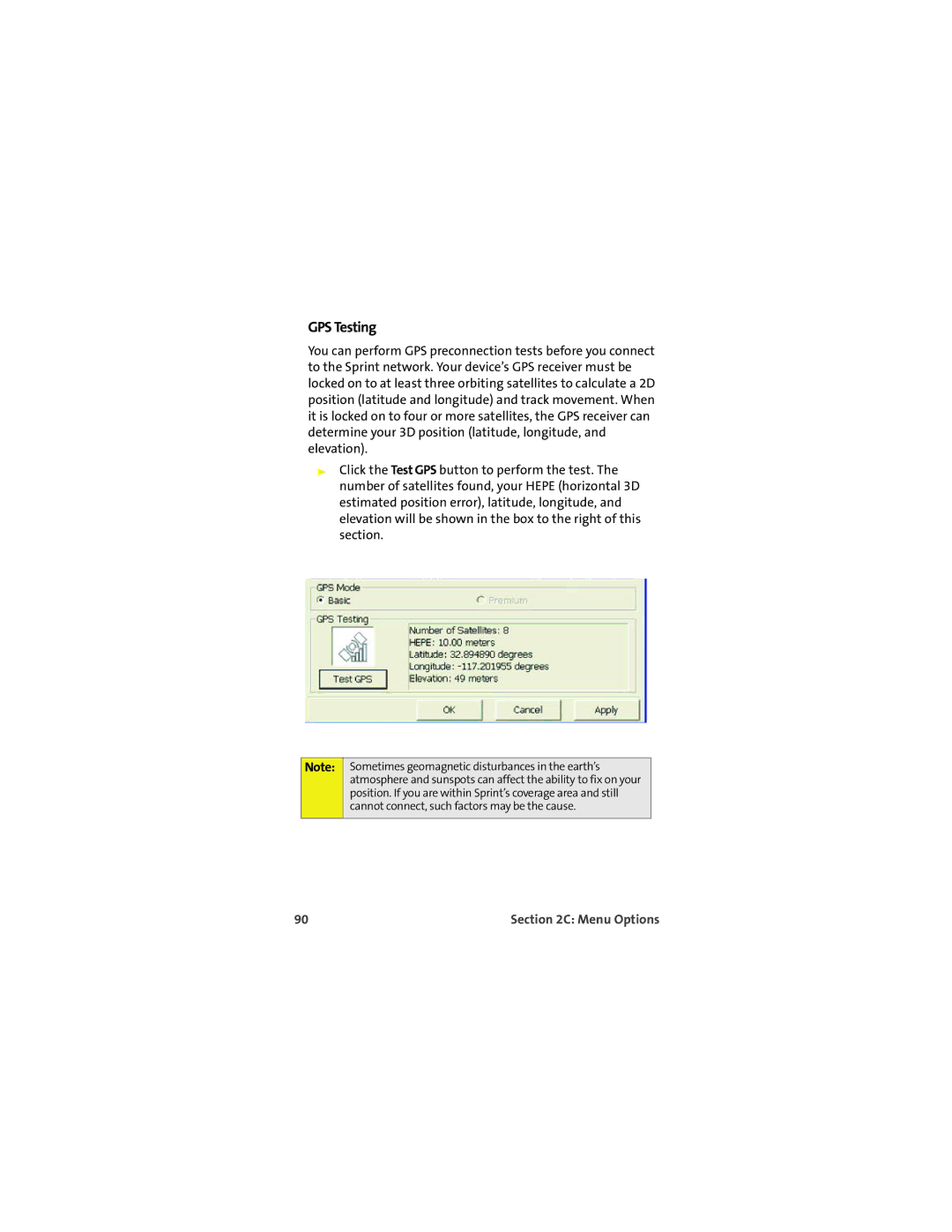 Sprint Nextel U727 manual GPS Testing 