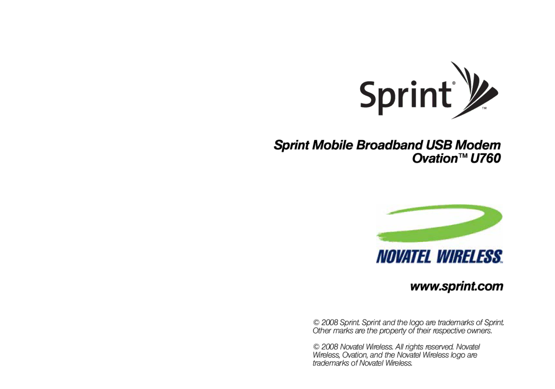 Sprint Nextel manual Sprint Mobile Broadband USB Modem Ovation U760 