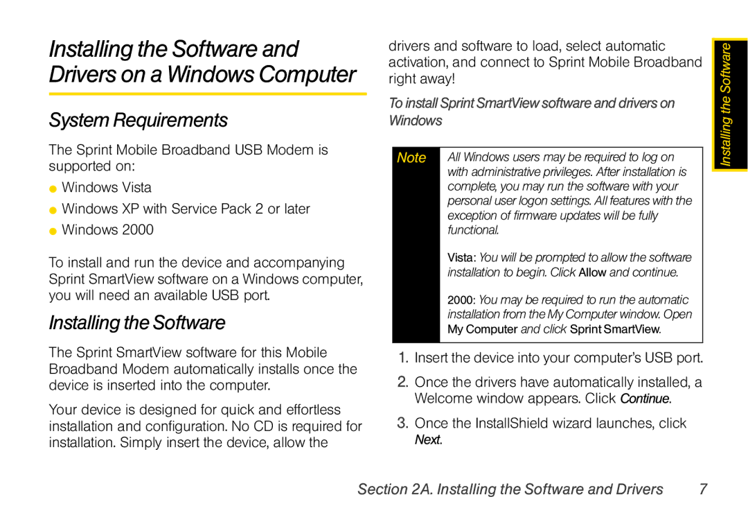 Sprint Nextel U760 manual Installing the Software 