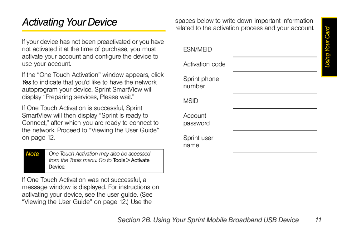 Sprint Nextel U760 manual Activating Your Device 