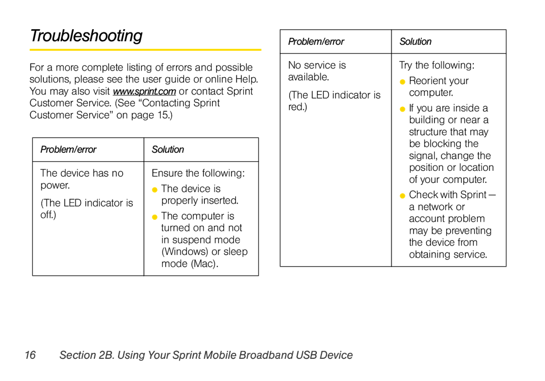 Sprint Nextel U760 manual Troubleshooting 