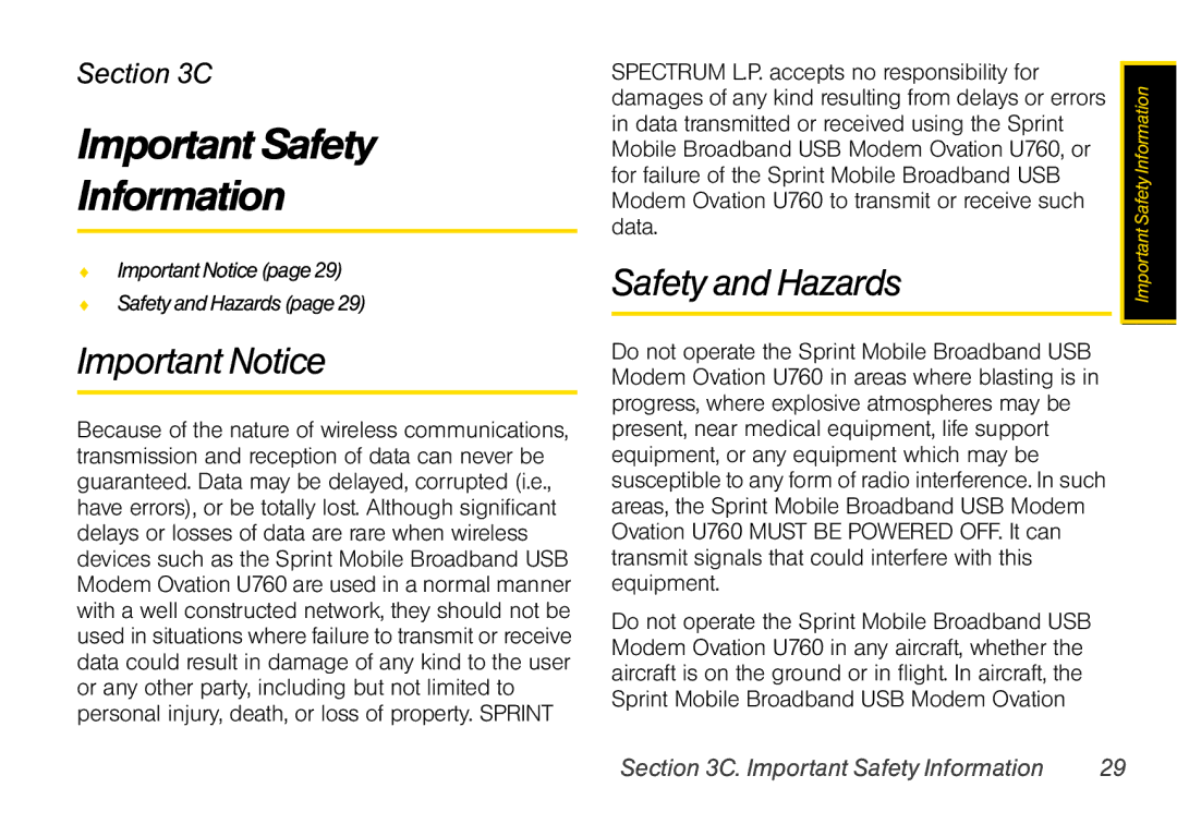 Sprint Nextel U760 manual Important Safety Information, Important Notice, Safety and Hazards 