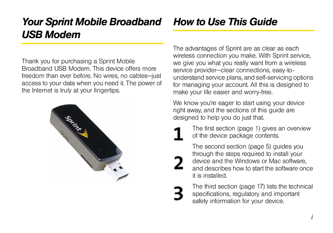 Sprint Nextel U760 manual Your Sprint Mobile Broadband How to Use This Guide USB Modem 