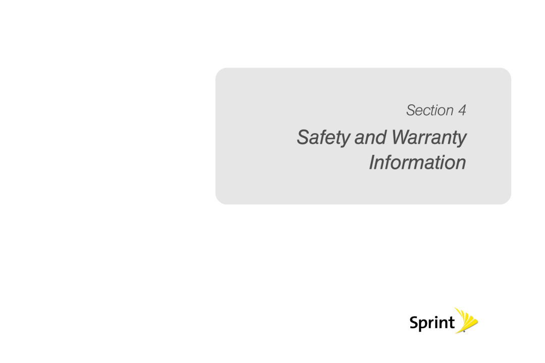 Sprint Nextel UG_9a_070709 manual Safety and Warranty Information, Section 