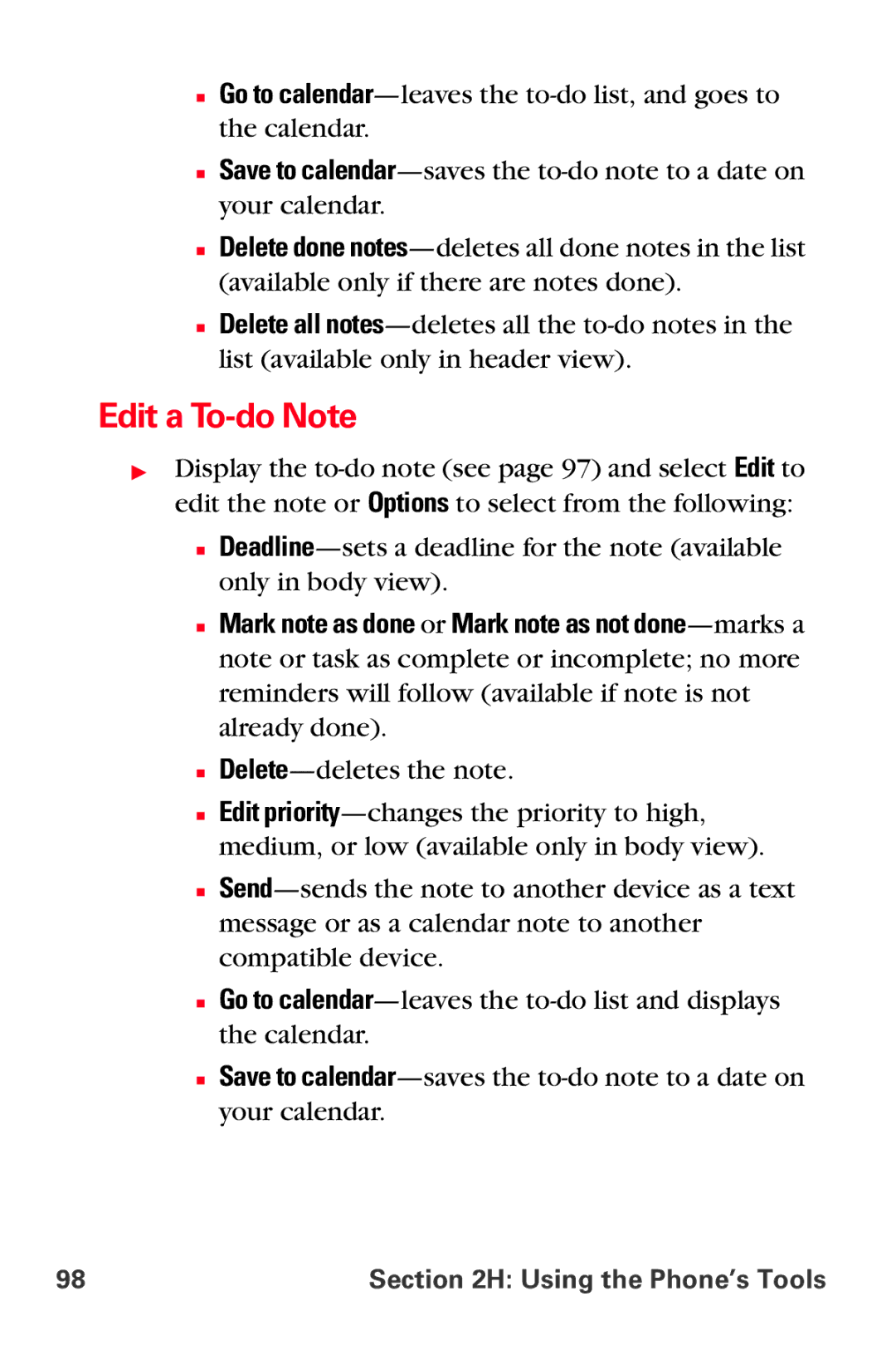 Sprint Nextel VI-3155I manual Edit a To-do Note 