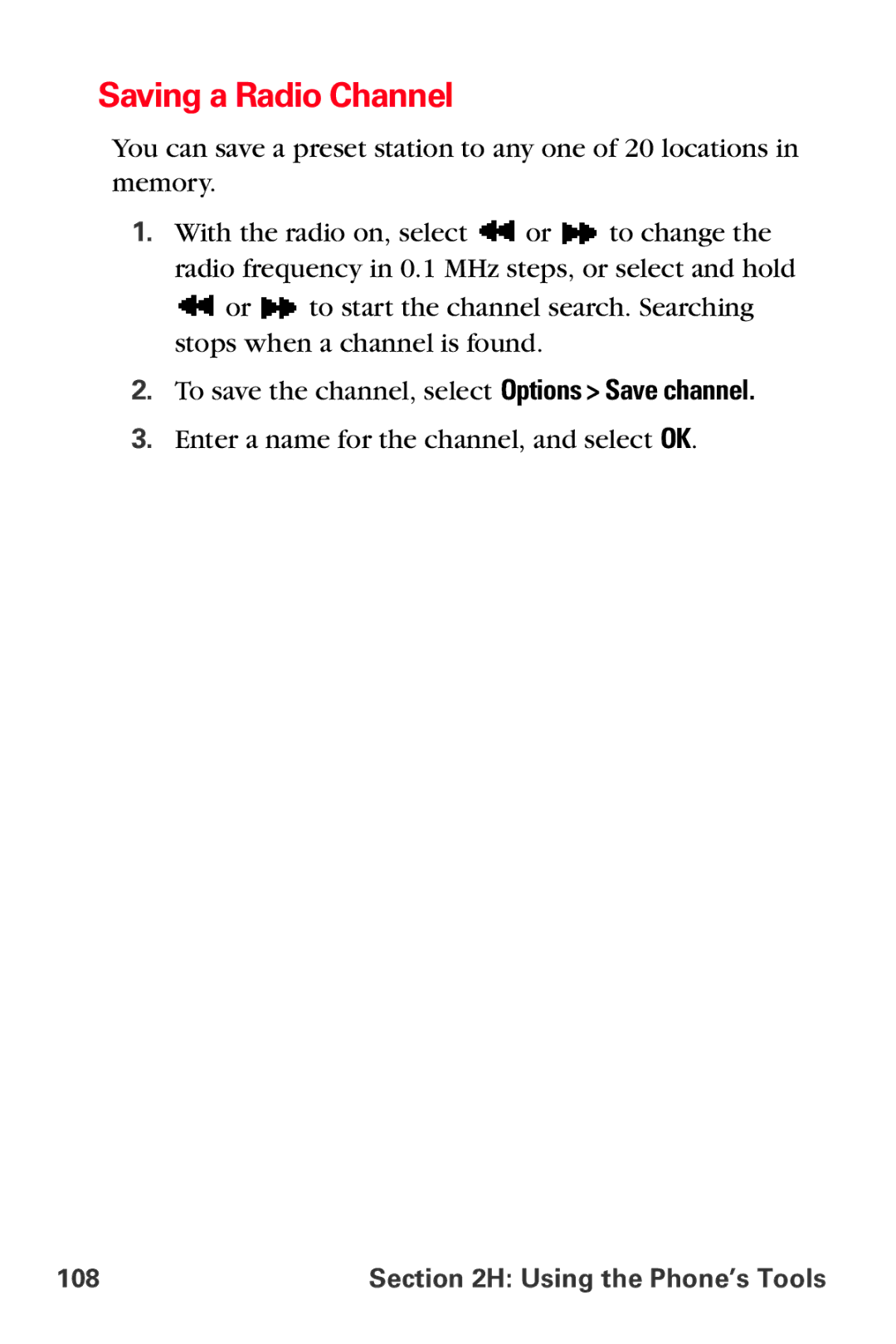 Sprint Nextel VI-3155I manual Saving a Radio Channel 