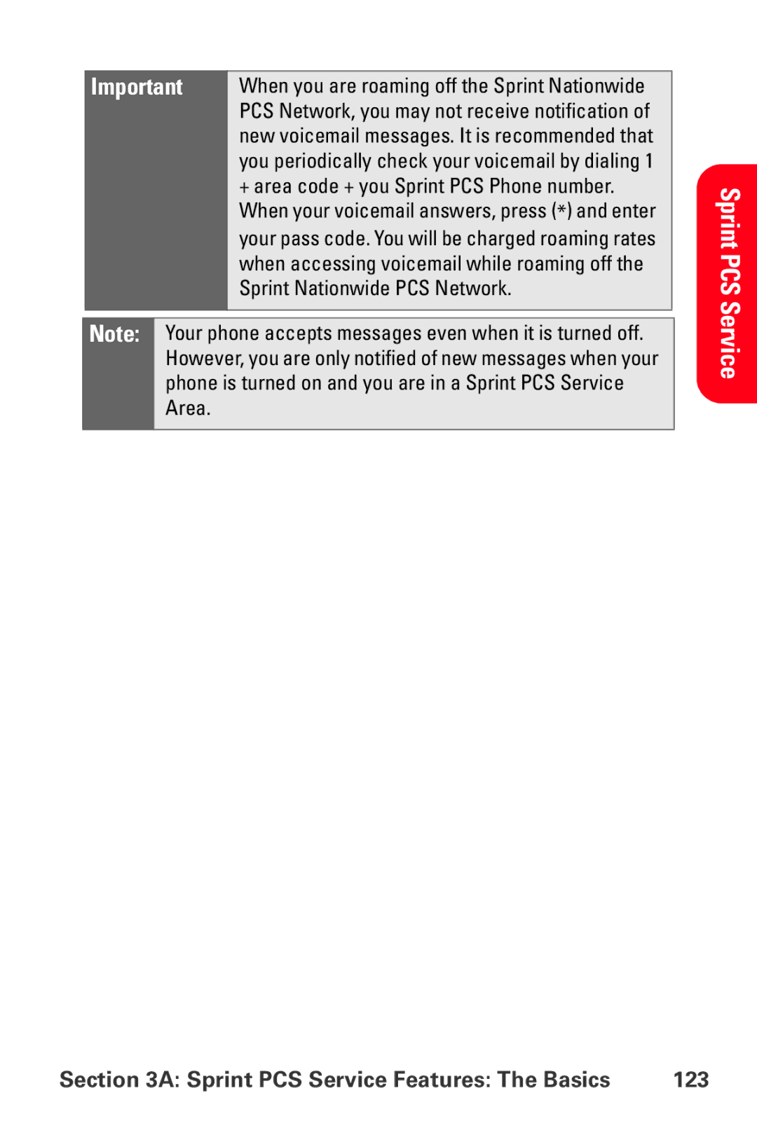 Sprint Nextel VI-3155I manual Sprint PCS Service Features The Basics 123 